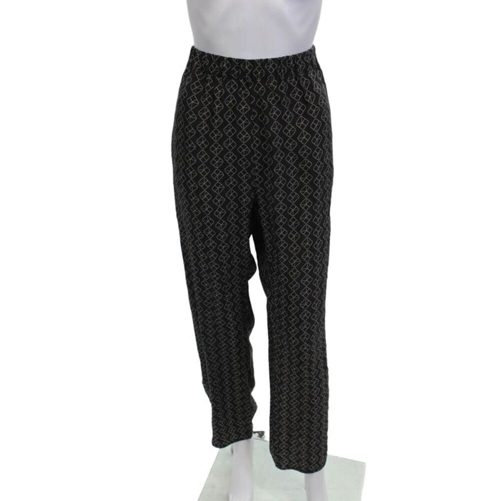 Elaine Kim Womens Black Silk Geometric Pants Size XL